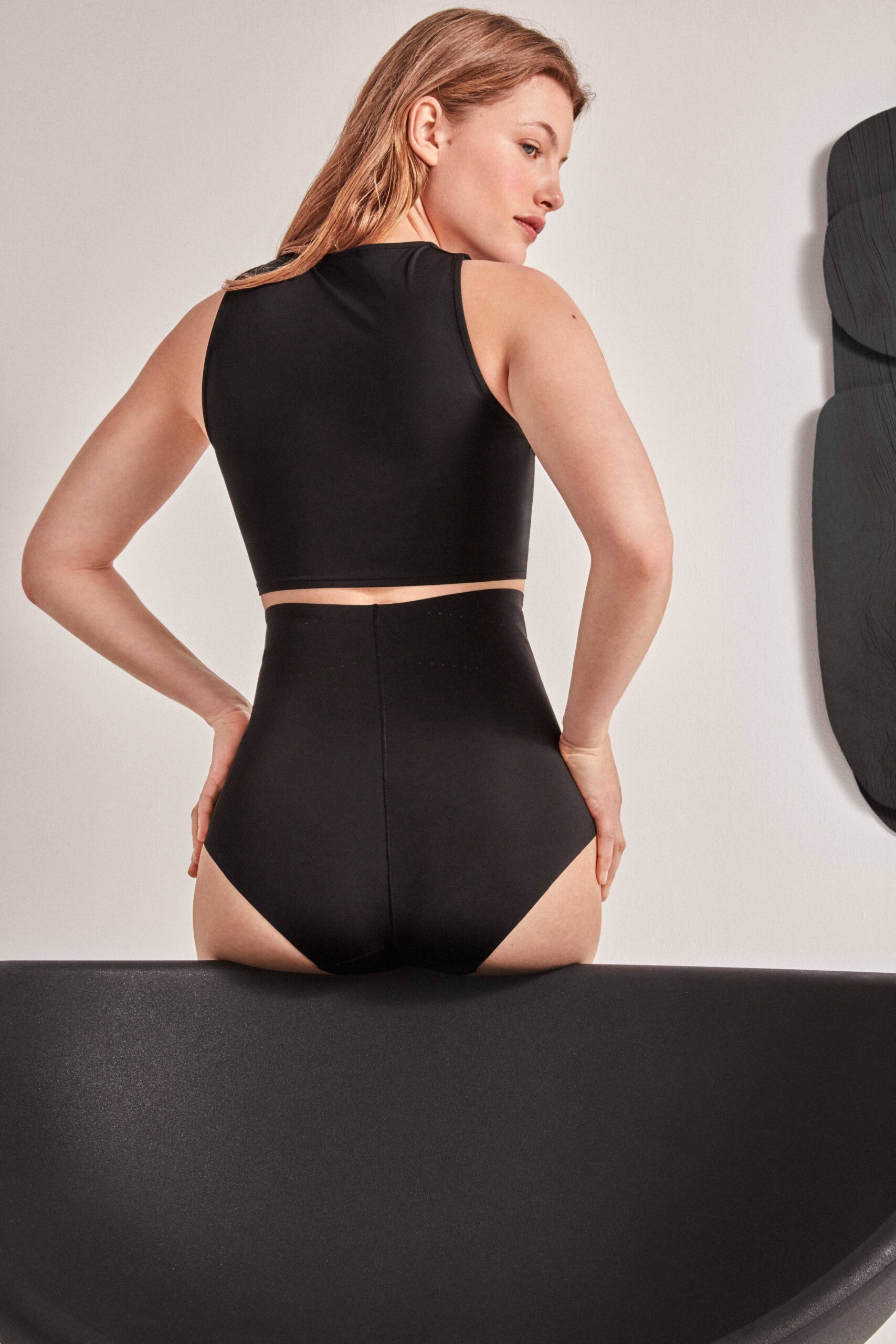 GISELA – Slip Modellante A Vita Alta Con Fascia In Silicone – Nero – Nude - immagine 5