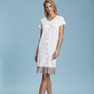 ANDRA – Camicia Da Notte Donna Aperta Con Inserto In Raso