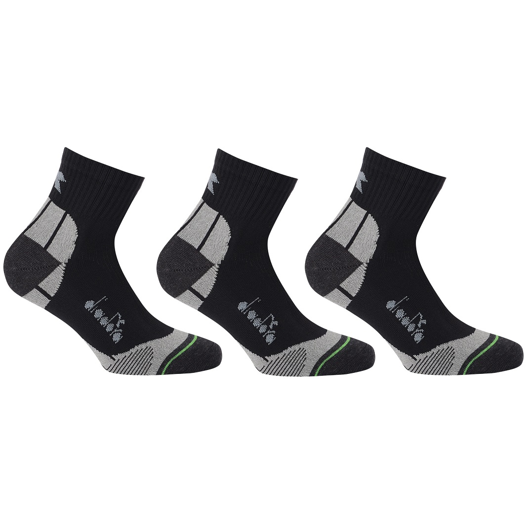 DIADORA – Calze Sportive Corte Traspiranti – 3 Pack Nero