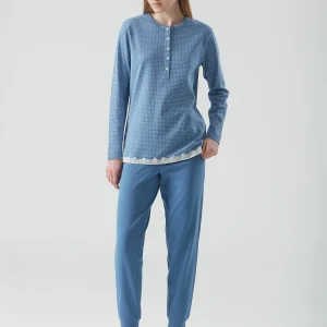 RAGNO – Pigiama Con Stampa Geometrica In Caldo Cotone – Carta Zucchero