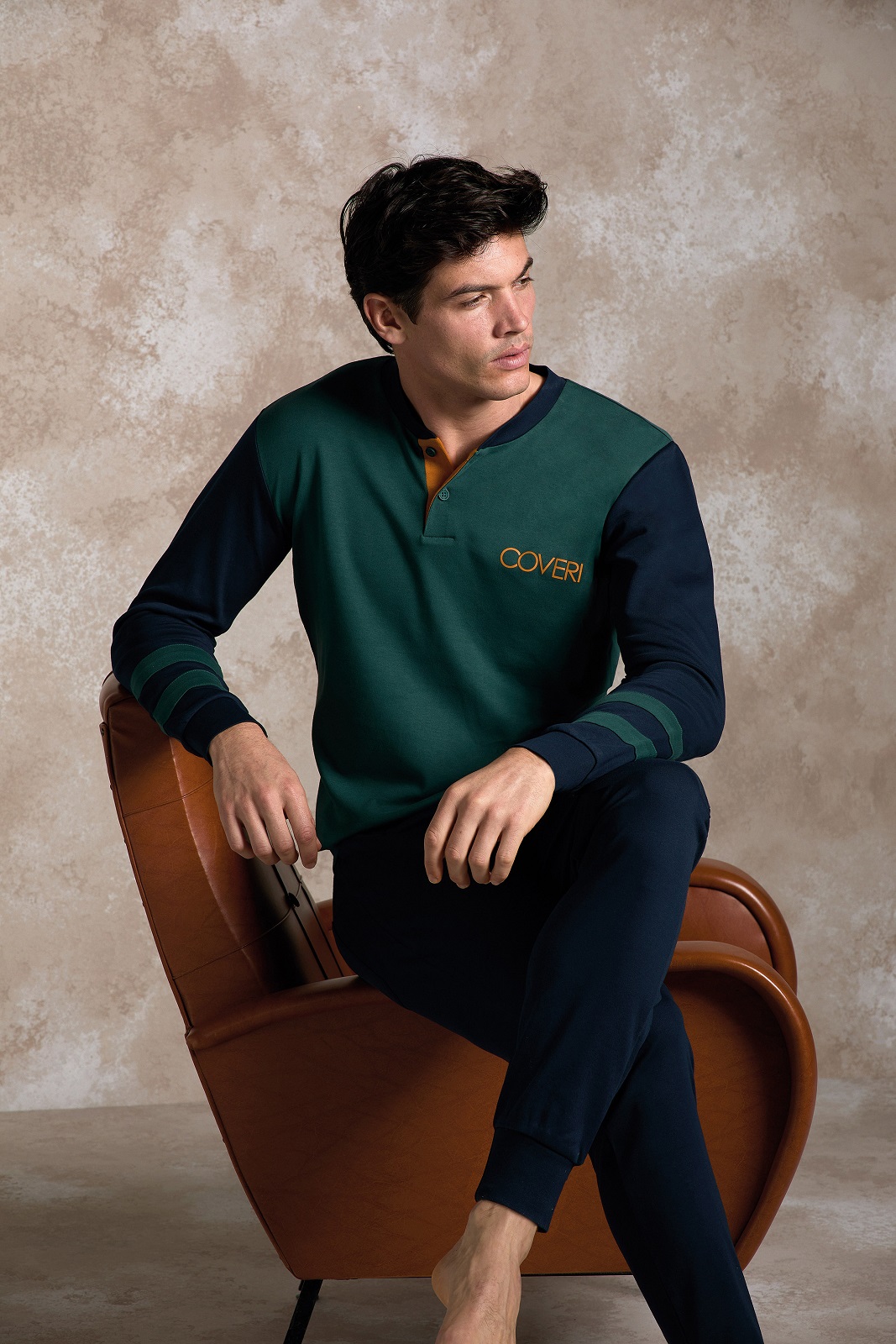 ENRICO COVERI – Pigiama In Caldo Cotone – Pino – Blu - immagine 2