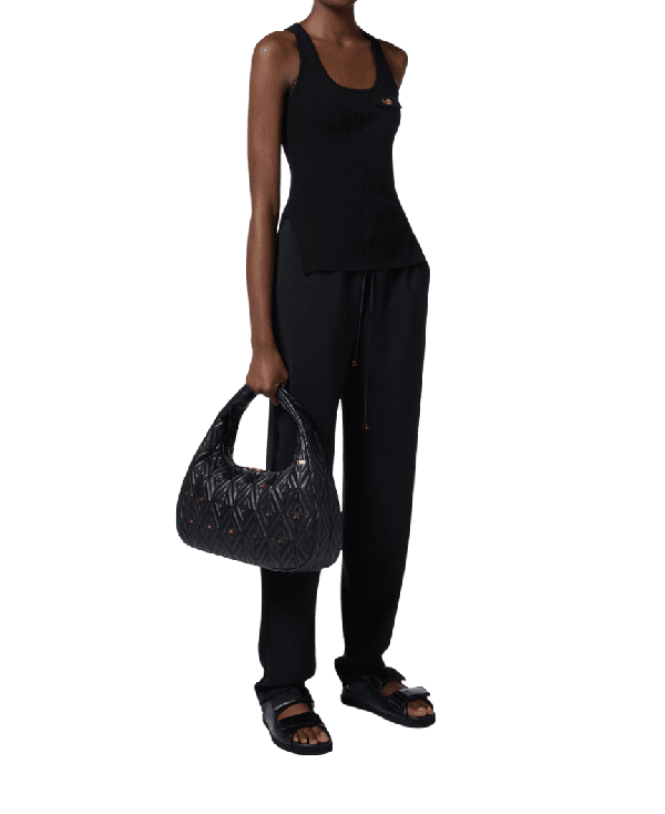 Pantaloni neri smoking con bande in raso – Elisabetta Franchi - immagine 3