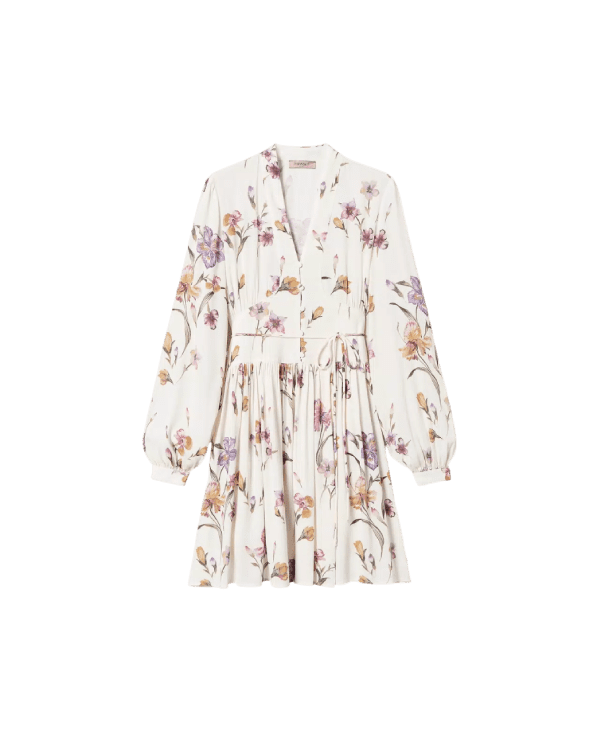 Abito corto in crêpe de Chine a fiori – Twinset