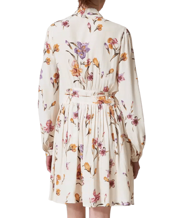 Abito corto in crêpe de Chine a fiori – Twinset - immagine 4