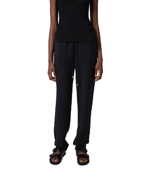 Pantaloni neri smoking con bande in raso – Elisabetta Franchi - immagine 4