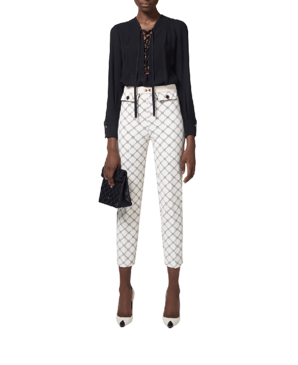 Pantaloni in crêpe con stampa a losanghe – Elisabetta Franchi - immagine 4