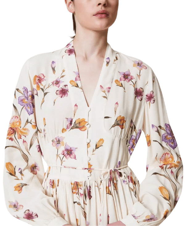 Abito corto in crêpe de Chine a fiori – Twinset - immagine 5