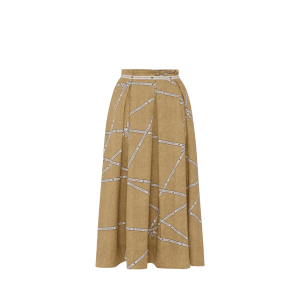 Gonna in cotone con stampa rafia e nastro – Elisabetta Franchi