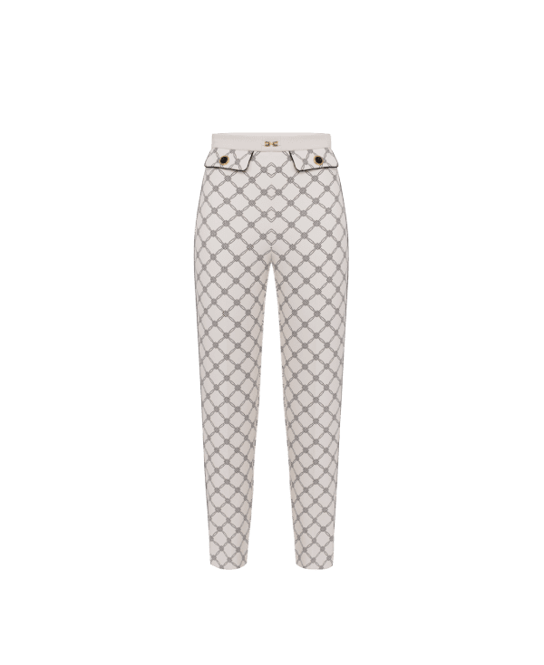 Pantaloni in crêpe con stampa a losanghe – Elisabetta Franchi