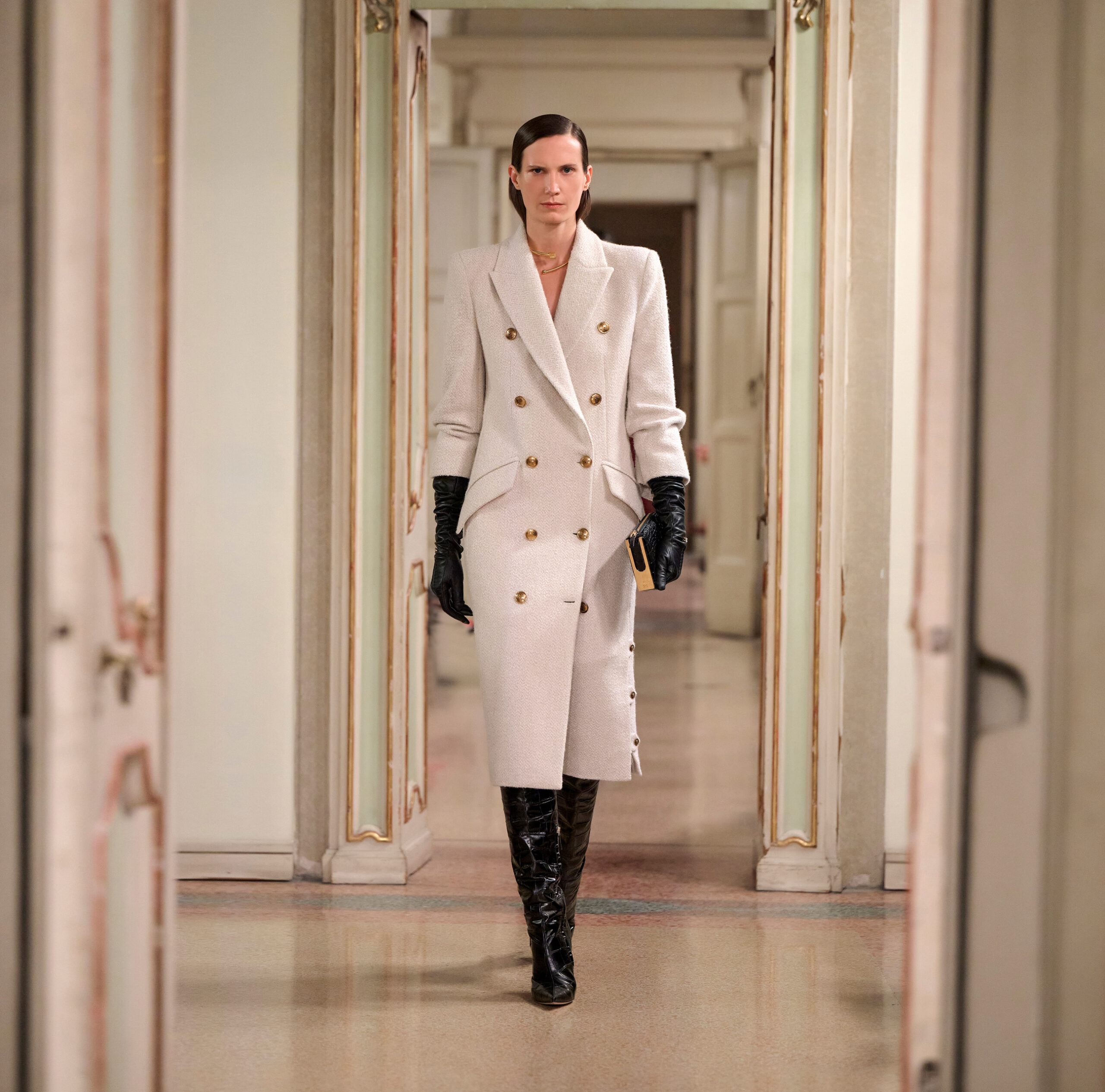 Cappotto in panno di lana bouclé – ELISABETTA FRANCHI - immagine 7