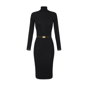 Abito in maglia a costine con cintura – elisabetta franchi