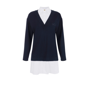 Abito in maglia di viscosa e popeline di cotone – elisabetta franchi