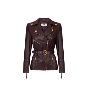 Giacca biker in pelle merlot – elisabetta franchi
