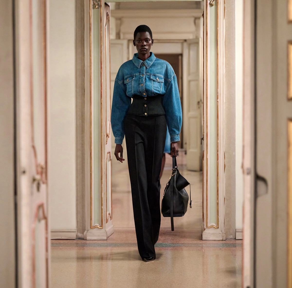 Bomber in denim e neoprene – elisabetta franchi - immagine 7