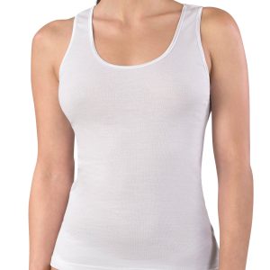 MABRAT – Canotta Donna Spalla Larga In Cotone – Bianco – Nero