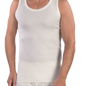 MABRAT – Canotta Spalla Larga In Lana E Cotone – Bianco Lana