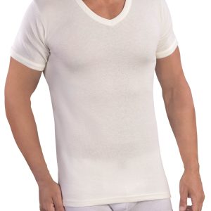 MABRAT – Maglia Uomo Mezza Manica In Lana E Cotone – Bianco Lana