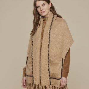 NOIDINOTTE – Mantella Con Frange E Tasche – Beige E Nero
