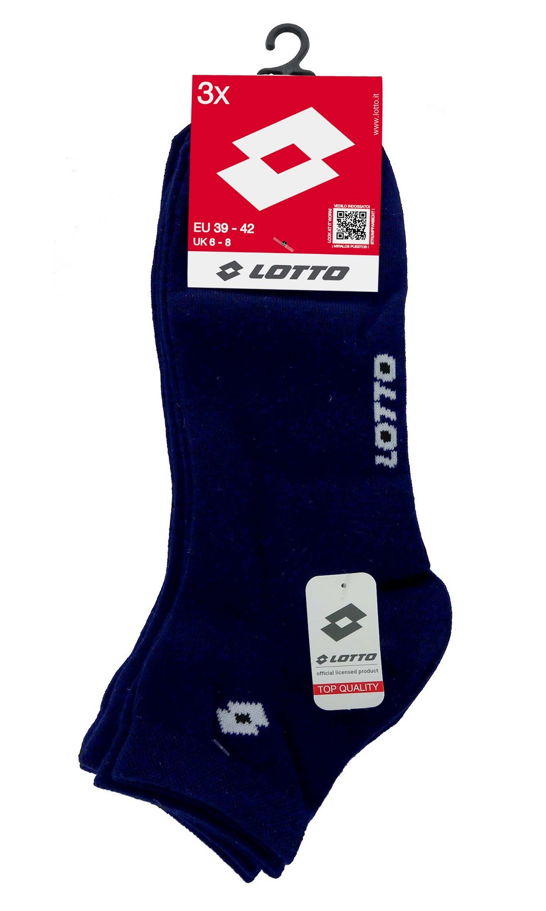 LOTTO – Calze Midi In Cotone 3 Pack – Nero – Blu – Grigio – Bianco - immagine 4