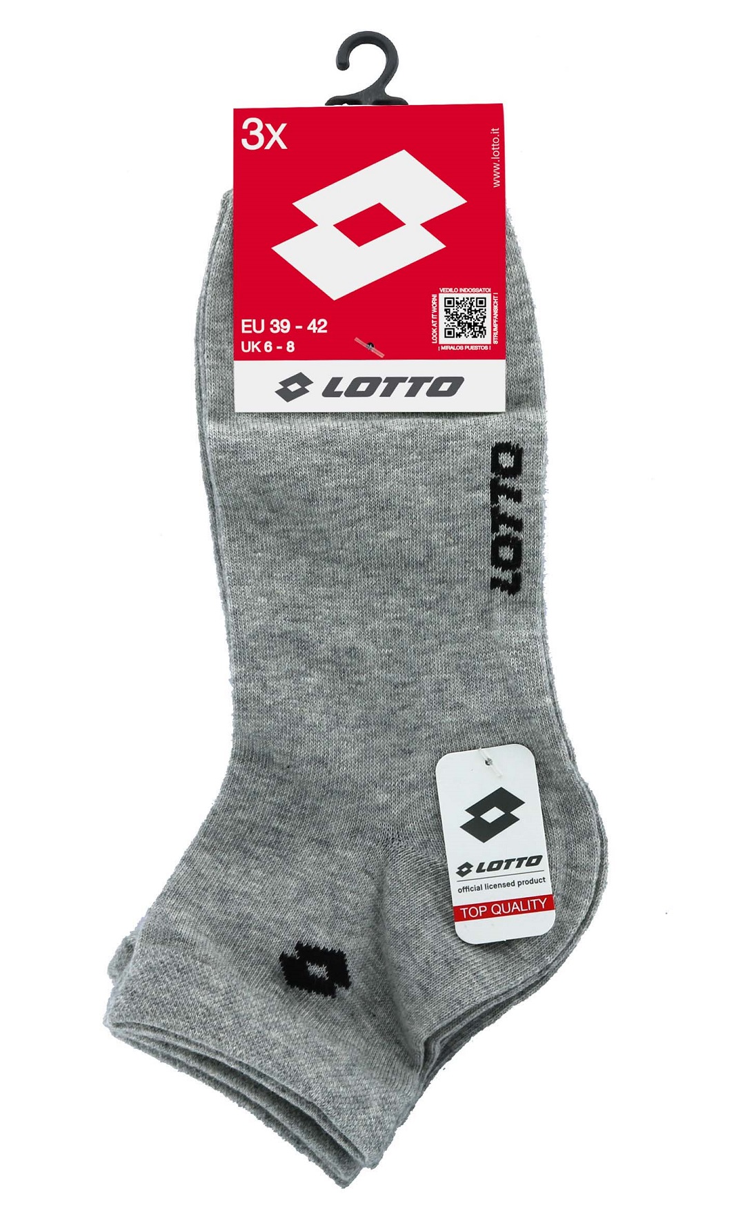 LOTTO – Calze Midi In Cotone 3 Pack – Nero – Blu – Grigio – Bianco - immagine 3