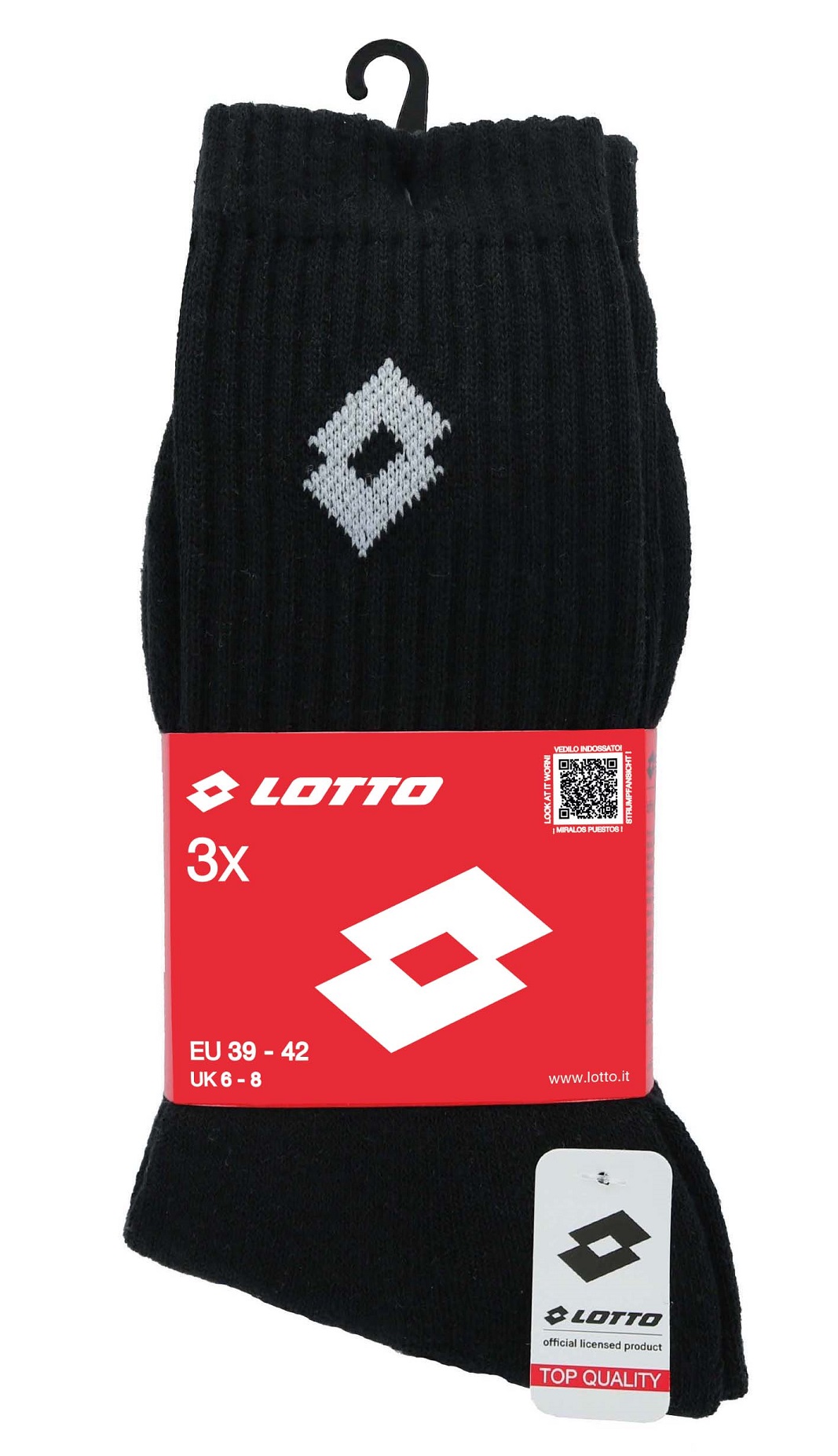 LOTTO – Calze Corte Uomo Tennis In Spugna 3 Pack – Nero – Grigio – Blu – Bianco - immagine 2