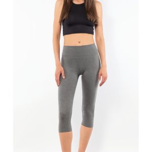 GLADYS – Leggings Pinocchietto Pancia Piatta In Cotone – Grigio – Nero