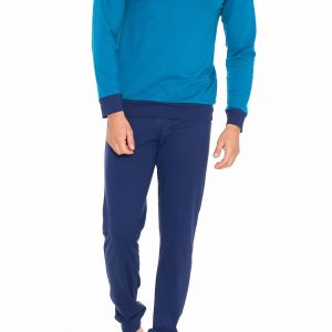 SERGIO TACCHINI – Pigiama Uomo In Cotone Con Polsini – Teal – Light Blue
