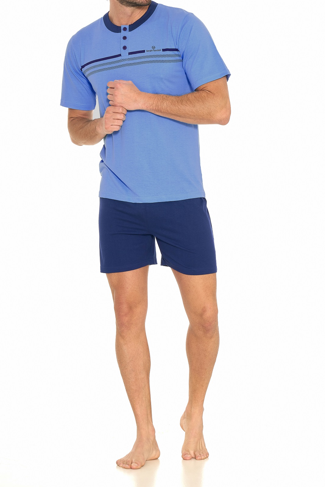 SERGIO TACCHINI – Pigiama Corto Uomo In Cotone Jersey – Light Blue – Teal