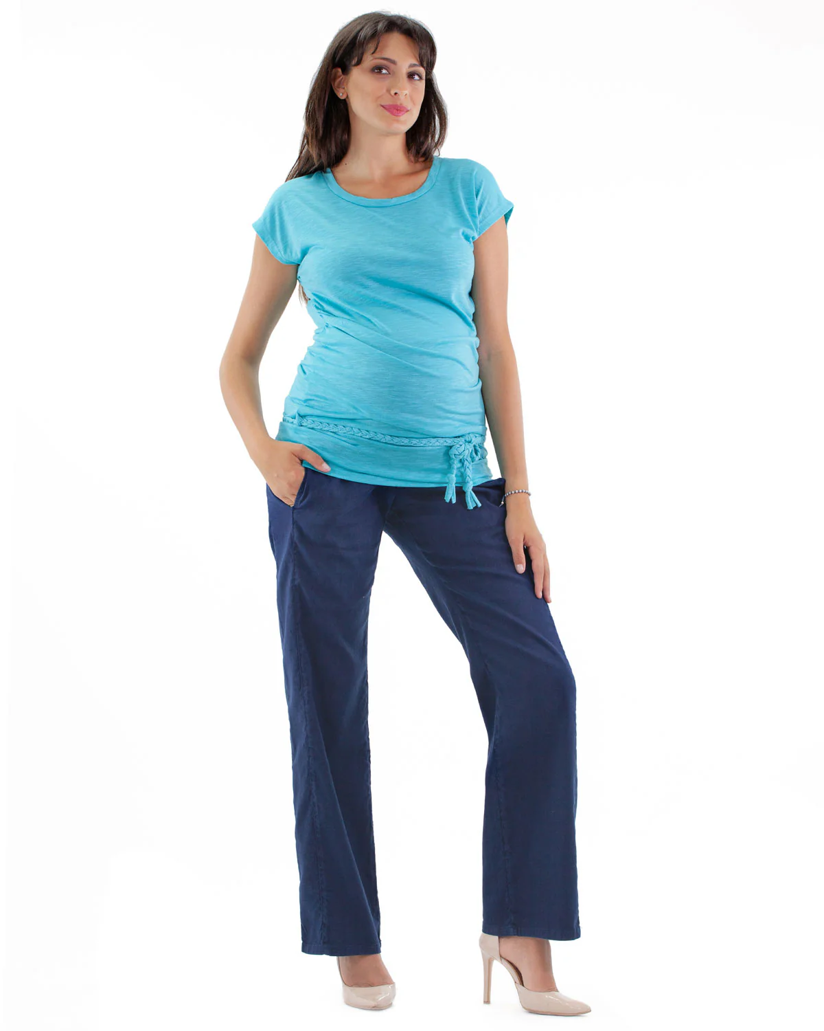 PANTALONE PREMAMAN ESTIVO - BLU - immagine 3