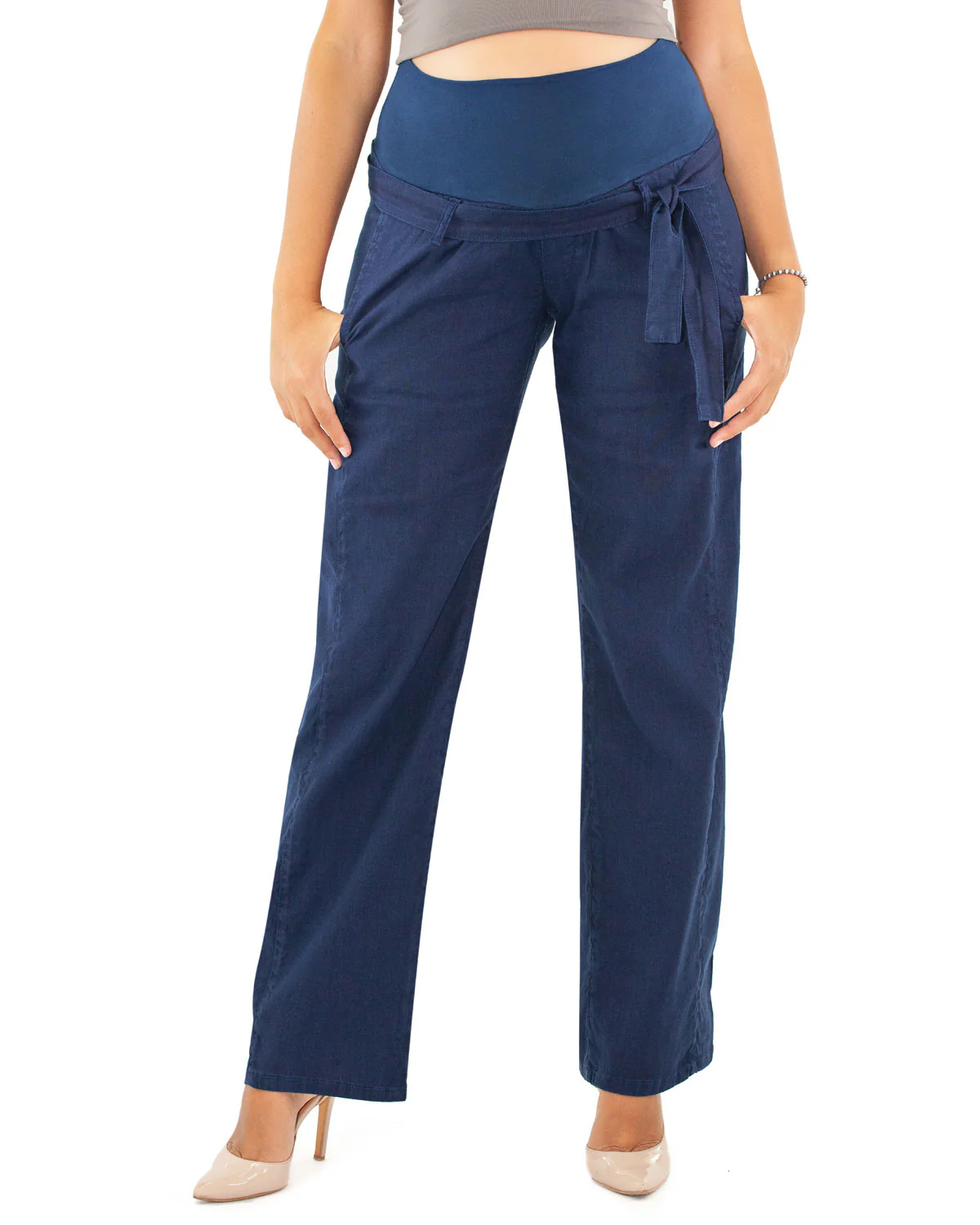PANTALONE PREMAMAN ESTIVO - BLU - immagine 4