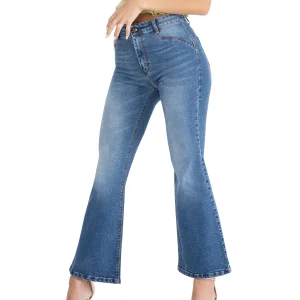 Jeans Vita Alta Push-Up, Svasato a Zampa - Made in Italy