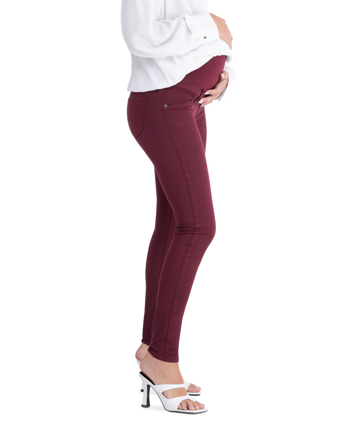 Pantaloni Premaman Slim Fit - Vino - immagine 4