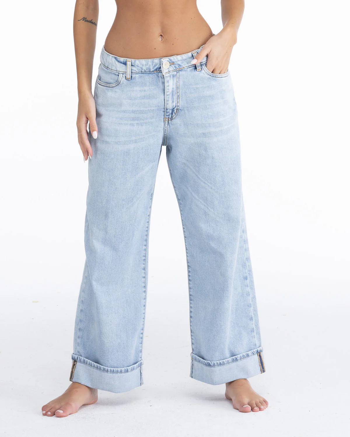 Jeans Donna Ampi con Risvolto. Cotone Bio - Made in Italy - immagine 3