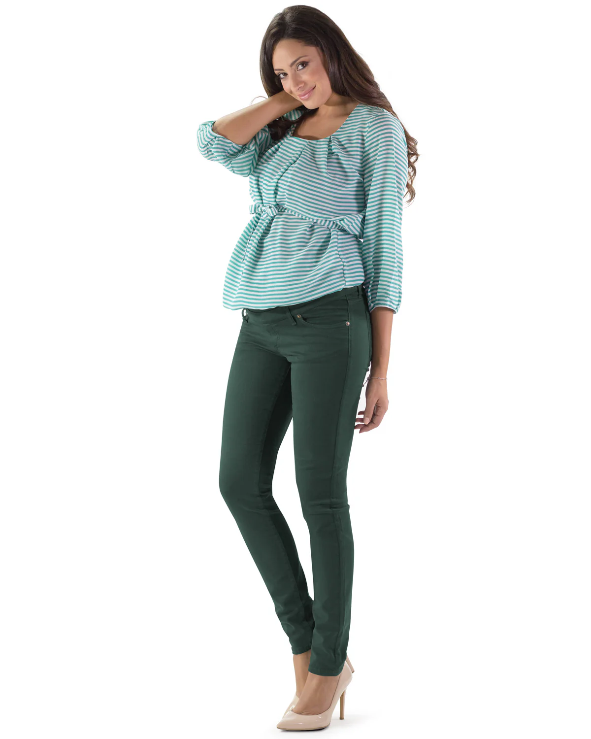Pantalone Premaman Slim Fit - Verde - immagine 2