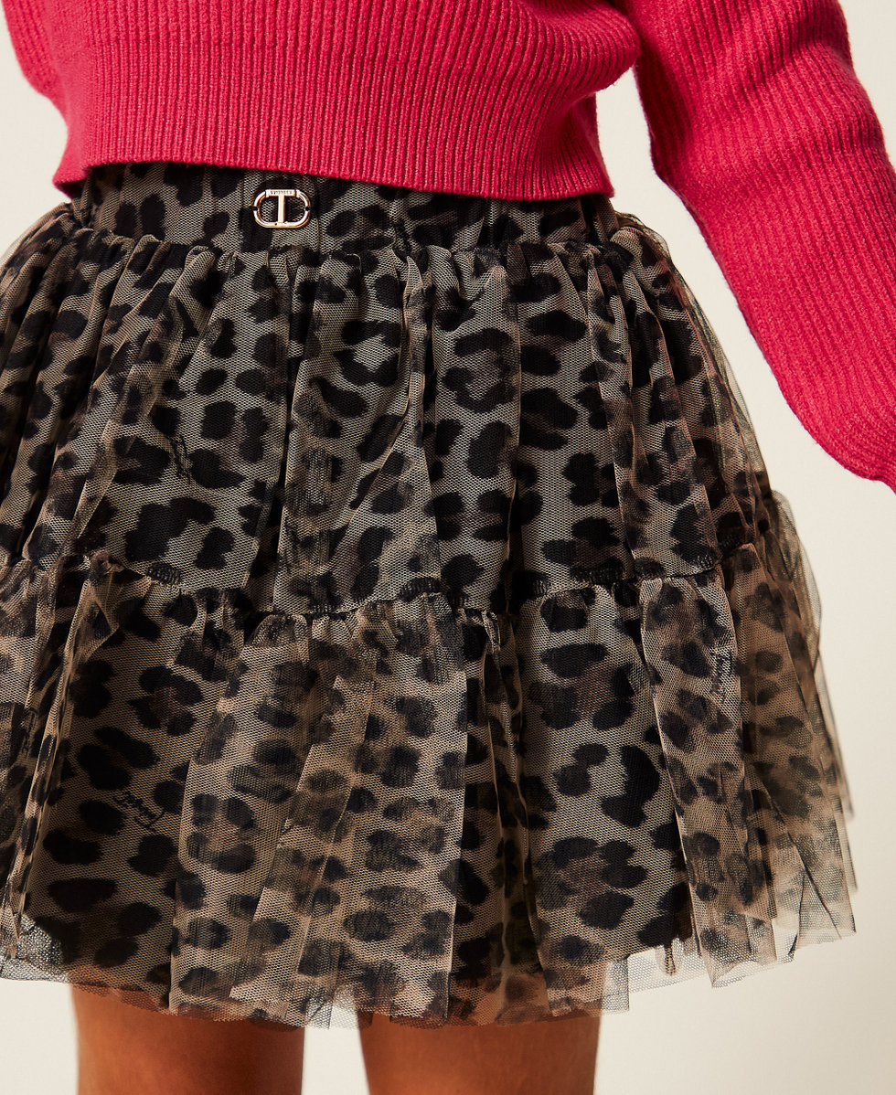 TwinSet Gonna Corta in Tulle Animalier - immagine 4