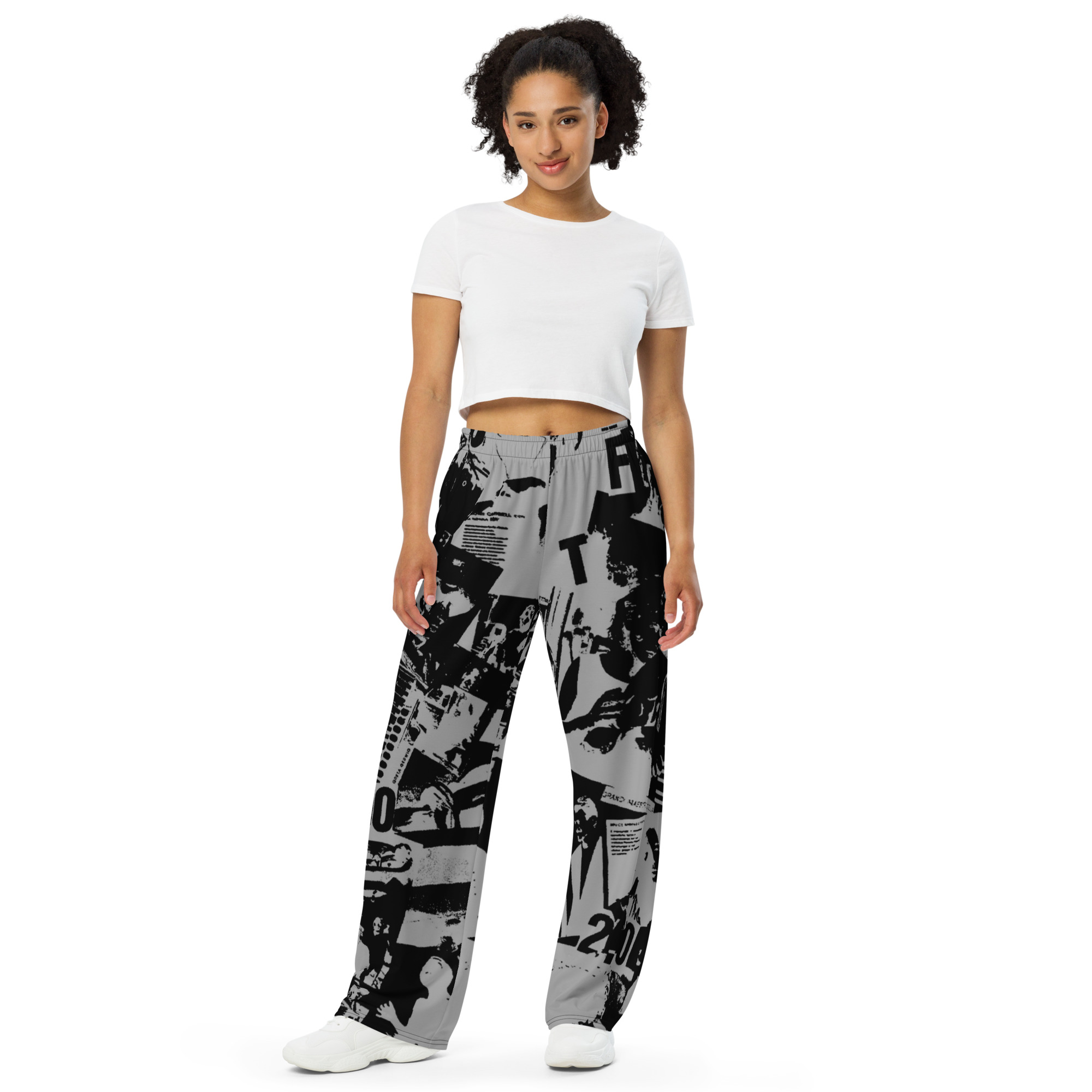 Pantaloni wide leg con stampa all over unisex - immagine 3