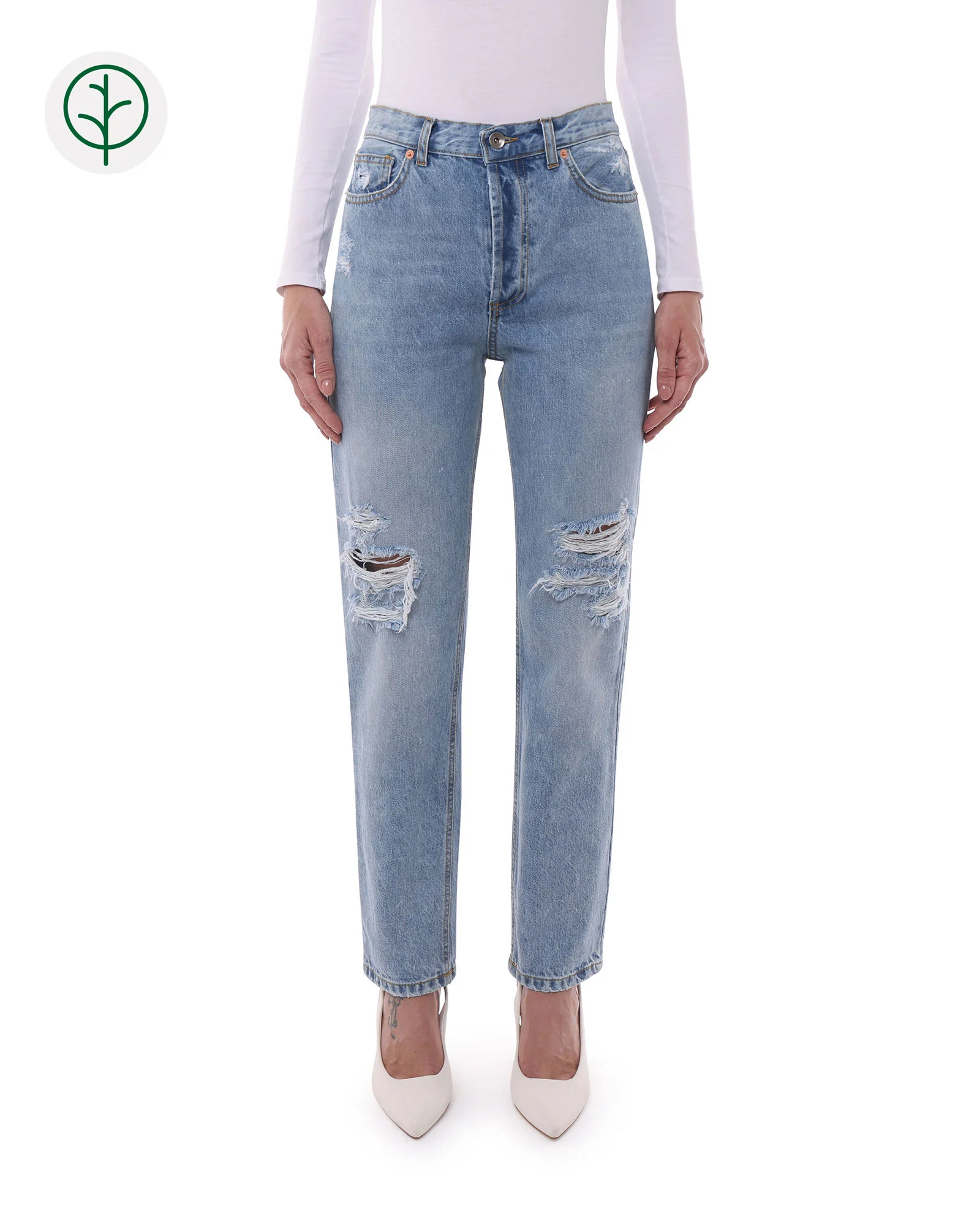 Jeans Donna in Cotone Organico (Taper - Chiaro) - immagine 2