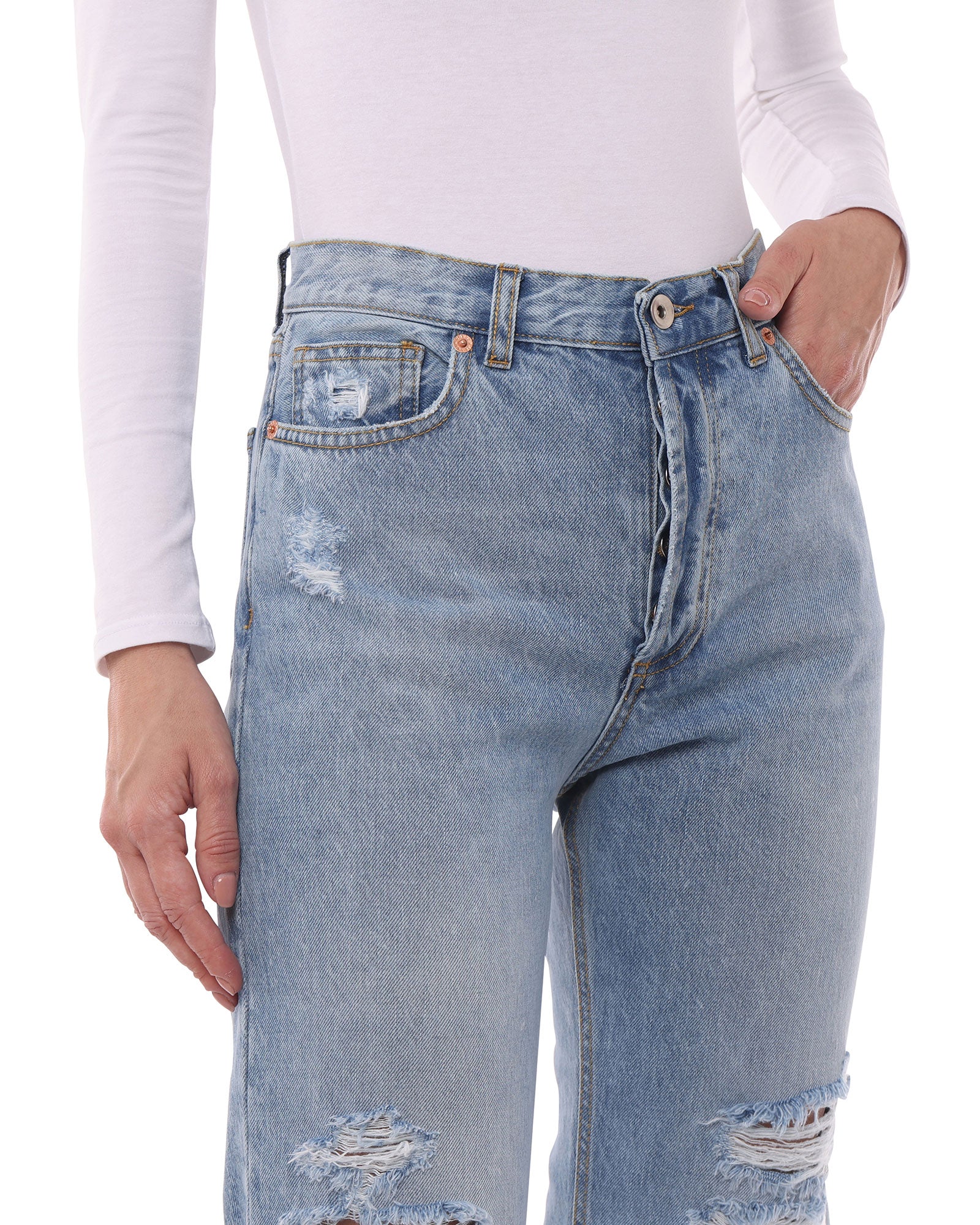Jeans Donna in Cotone Organico (Taper - Chiaro) - immagine 4