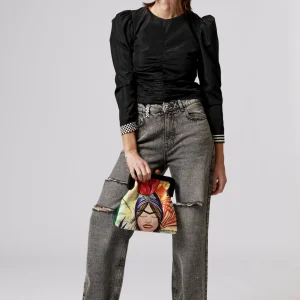 Jeans grigi donna con dettagli a Scacchi