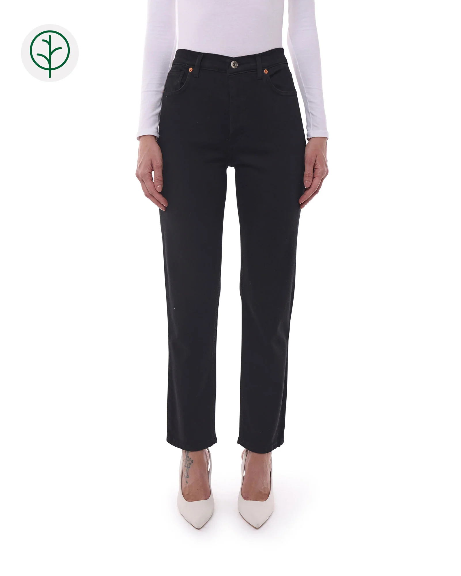 Jeans Donna in Cotone Organico (Taper - Nero) - immagine 2