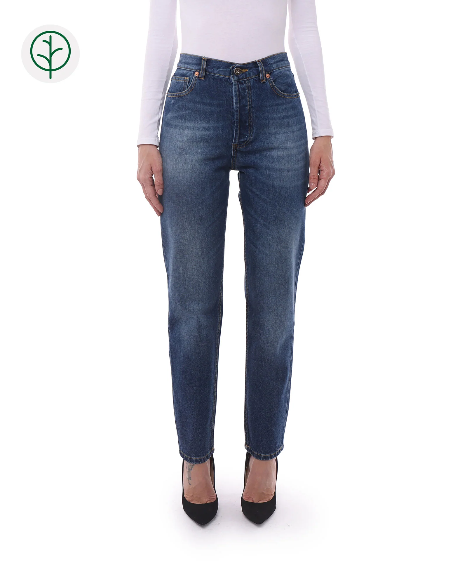 Jeans Donna in Cotone Organico (Taper - Scuro) - immagine 2