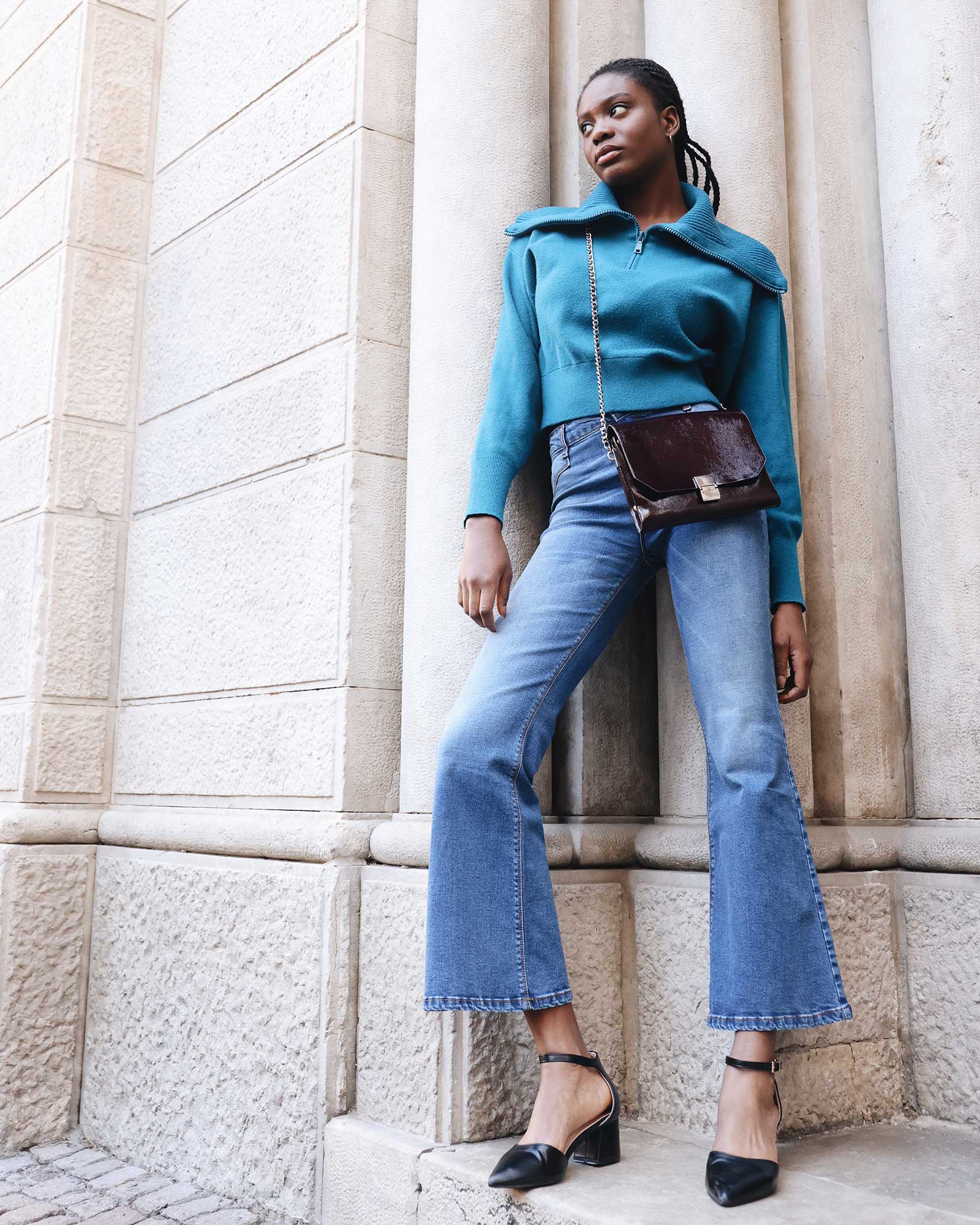 Jeans Vita Alta Push-Up, Svasato a Zampa - Made in Italy - immagine 3