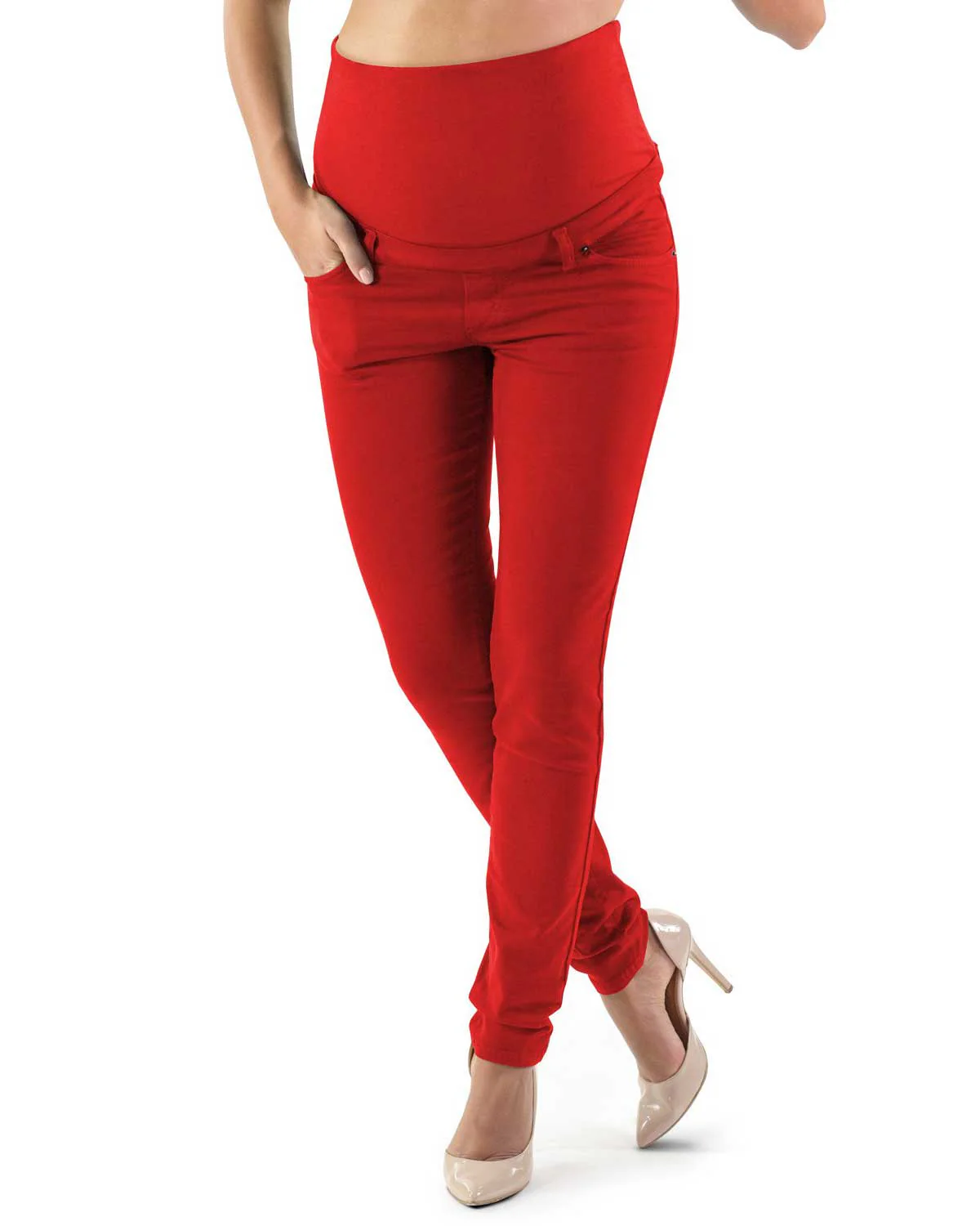 Pantalone Premaman Slim Fit - Rosso - immagine 2