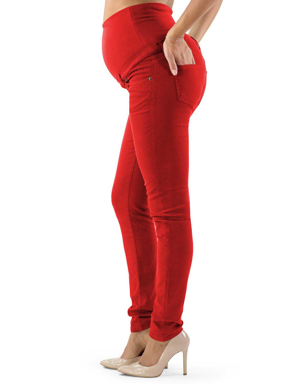 Pantalone Premaman Slim Fit - Rosso - immagine 3