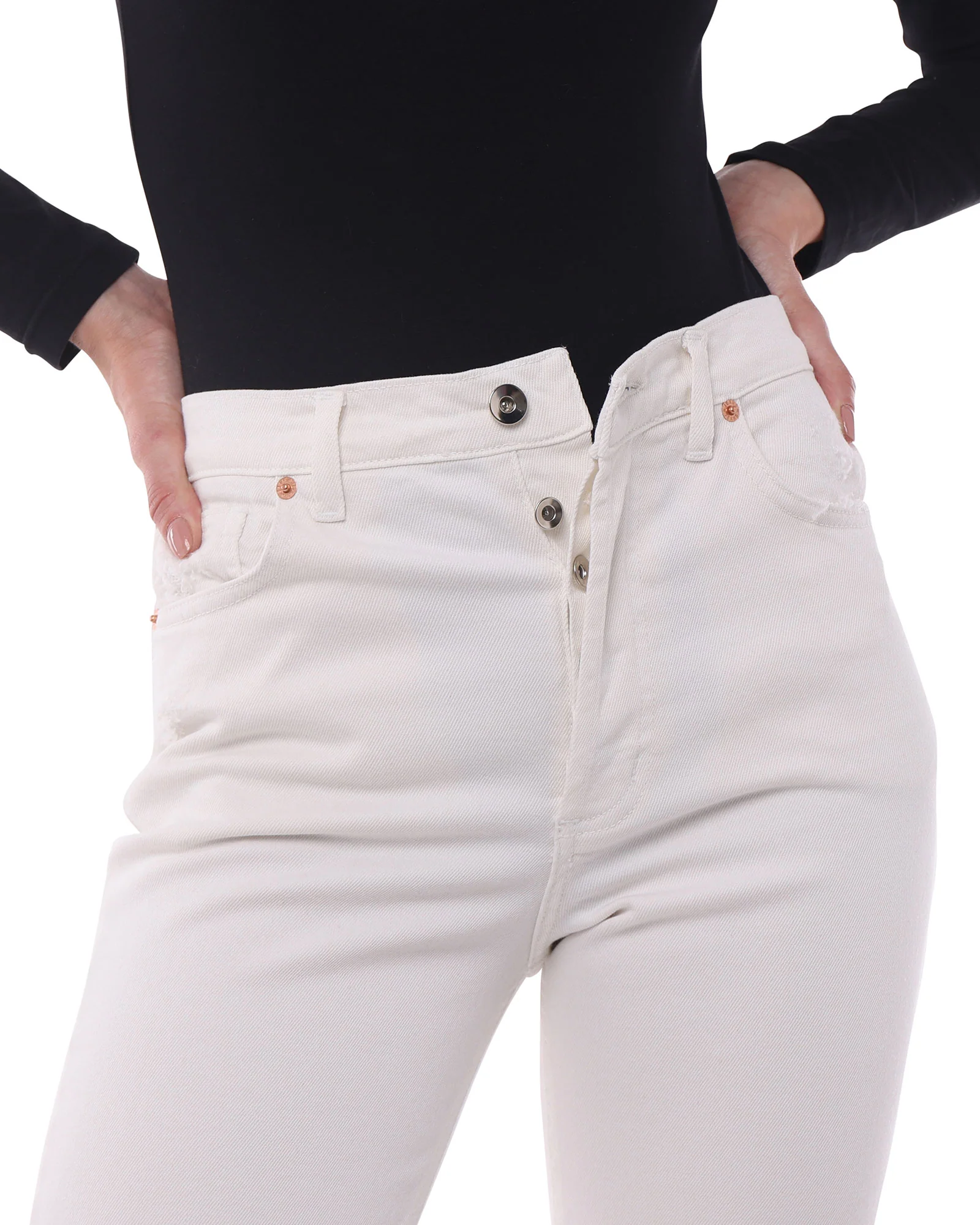 Jeans Donna in Cotone Organico (Taper - Bianco) - immagine 4
