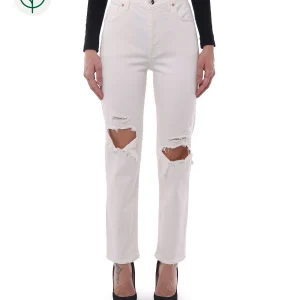 Jeans Donna in Cotone Organico (Taper - Bianco)