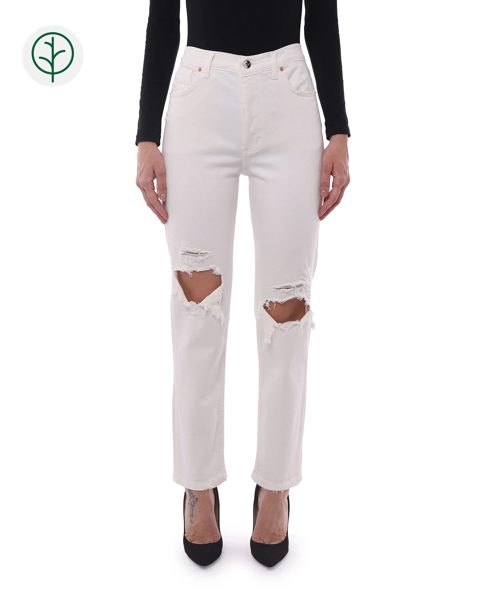 Jeans Donna in Cotone Organico (Taper - Bianco)