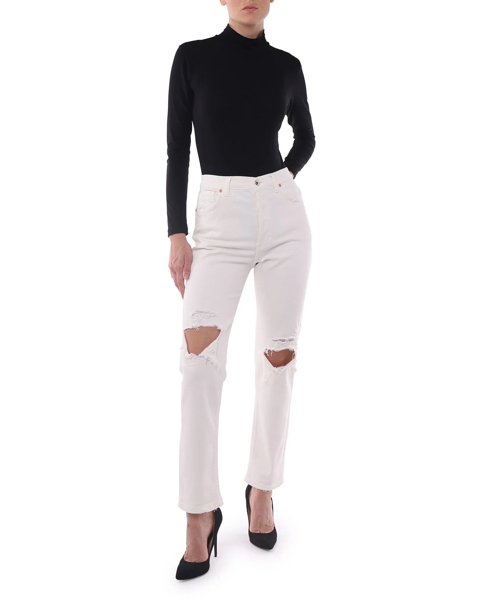 Jeans Donna in Cotone Organico (Taper - Bianco) - immagine 3