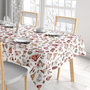 VINGI – Tovaglia Natalizia Antimacchia Con Gattino